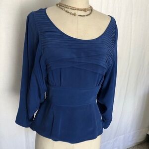 Madison Marcus silk top royal blue peplum hem size s